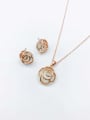 thumb Zinc Alloy Trend Flower Cats Eye White Earring and Necklace Set 0
