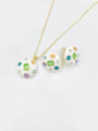 thumb Zinc Alloy Trend Round Glass Stone Multi Color Enamel Earring and Necklace Set 0