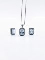thumb Brass Minimalist Rectangle Cubic Zirconia White Earring and Necklace Set 0