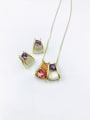 thumb Trend Irregular Zinc Alloy Glass Stone Multi Color Earring and Necklace Set 0