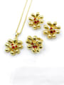 thumb Trend Flower Zinc Alloy Rhinestone Multi Color Earring Ring and Necklace Set 0