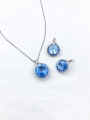 thumb Zinc Alloy Minimalist Water Drop Glass Stone Champagne Earring and Necklace Set 1