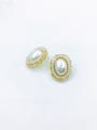 thumb Brass Imitation Pearl White Oval Trend Stud Earring 0