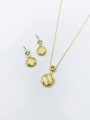 thumb Brass Trend Clover Cats Eye White Earring and Necklace Set 1