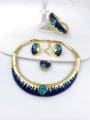 thumb Trend Zinc Alloy Glass Stone Blue Enamel Ring Earring Bangle And Necklace Set 0