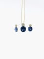 thumb Classic Square Zinc Alloy Glass Stone Blue Earring and Necklace Set 2
