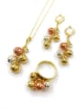 thumb Trend Tassel Zinc Alloy Rhinestone White Earring Ring and Necklace Set 0