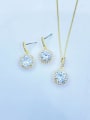 thumb Minimalist Round Brass Cubic Zirconia Clear Earring and Necklace Set 2