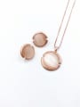 thumb Classic Round Zinc Alloy Cats Eye White Earring and Necklace Set 0