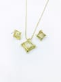 thumb Minimalist Square Zinc Alloy Cats Eye White Earring and Necklace Set 0