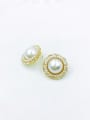 thumb Brass Imitation Pearl White Round Trend Stud Earring 0