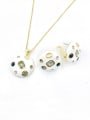thumb Zinc Alloy Trend Round Glass Stone Multi Color Enamel Earring and Necklace Set 1