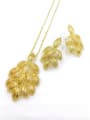 thumb Trend Leaf Zinc Alloy Earring and Necklace Set 0