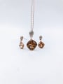 thumb Classic Square Zinc Alloy Glass Stone Orange Earring and Necklace Set 0