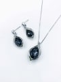 thumb Zinc Alloy Trend Irregular Glass Stone Green Earring and Necklace Set 2