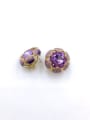 thumb Zinc Alloy Glass Stone Purple Enamel Flower Trend Clip Earring 0