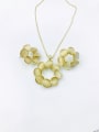 thumb Statement Geometric Zinc Alloy Cats Eye White Earring and Necklace Set 2