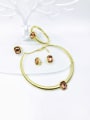thumb Zinc Alloy Minimalist Geometric Glass Stone White Ring Earring Bangle And Necklace Set 1