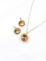 thumb Zinc Alloy Minimalist Water Drop Glass Stone Champagne Earring and Necklace Set 2