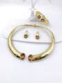 thumb Trend Zinc Alloy Glass Stone Brown Bangle Earring and Necklace Set 0