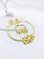 thumb Zinc Alloy Luxury Flower Bangle Earring and Necklace Set 1