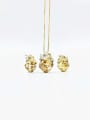 thumb Zinc Alloy Dainty Square  Glass Stone Champagne Enamel Earring and Necklace Set 0