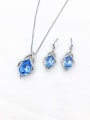 thumb Zinc Alloy Trend Glass Stone Gold Earring and Necklace Set 1