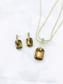 thumb Classic Geometric Zinc Alloy Glass Stone Champagne Earring and Necklace Set 1