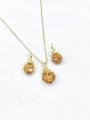 thumb Zinc Alloy Trend Irregular Glass Stone Orange Earring and Necklace Set 1