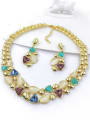thumb Luxury Irregular Zinc Alloy Glass Stone Multi Color Earring and Necklace Set 0