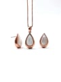 thumb Minimalist Water Drop Zinc Alloy Shell White Earring and Necklace Set 0