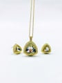 thumb Zinc Alloy Minimalist Triangle Glass Stone White Earring and Necklace Set 0