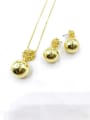 thumb Trend Flower Zinc Alloy Bead Gold Earring and Necklace Set 0