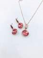 thumb Minimalist Square Zinc Alloy Glass Stone Brown Earring and Necklace Set 0