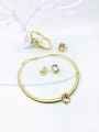thumb Zinc Alloy Minimalist Geometric Glass Stone White Ring Earring Bangle And Necklace Set 2