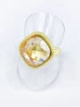thumb Brass Glass Stone Champagne Square Classic Band Ring 0
