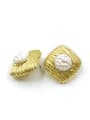 thumb Zinc Alloy Resin White Square Statement Clip Earring 0