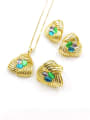 thumb Trend Triangle Zinc Alloy Resin Multi Color Earring Ring and Necklace Set 0