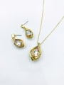 thumb Zinc Alloy Trend Irregular Glass Stone Green Earring and Necklace Set 1