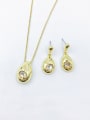 thumb Zinc Alloy Dainty Water Drop Glass Stone Blue Earring and Necklace Set 1