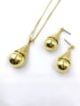 thumb Minimalist Water Drop Zinc Alloy Bead Gold Earring and Necklace Set 0