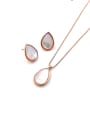 thumb Minimalist Water Drop Zinc Alloy Shell White Earring and Necklace Set 0