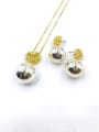 thumb Minimalist Ball Zinc Alloy Bead Silver Earring and Necklace Set 0