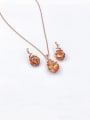 thumb Zinc Alloy Trend Irregular Glass Stone Orange Earring and Necklace Set 0