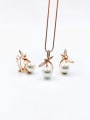thumb Zinc Alloy Dainty Dragonfly Imitation Pearl White Earring and Necklace Set 0