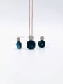 thumb Classic Square Zinc Alloy Glass Stone Blue Earring and Necklace Set 0