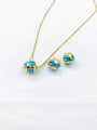 thumb Zinc Alloy Trend Ball Glass Stone Multi Color Earring and Necklace Set 1