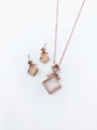 thumb Minimalist Square Zinc Alloy Cats Eye White Earring and Necklace Set 0