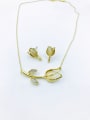 thumb Dainty Flower Zinc Alloy Cats Eye White Earring and Necklace Set 1