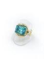 thumb Zinc Alloy Glass Stone Blue Rectangle Trend Band Ring 0
